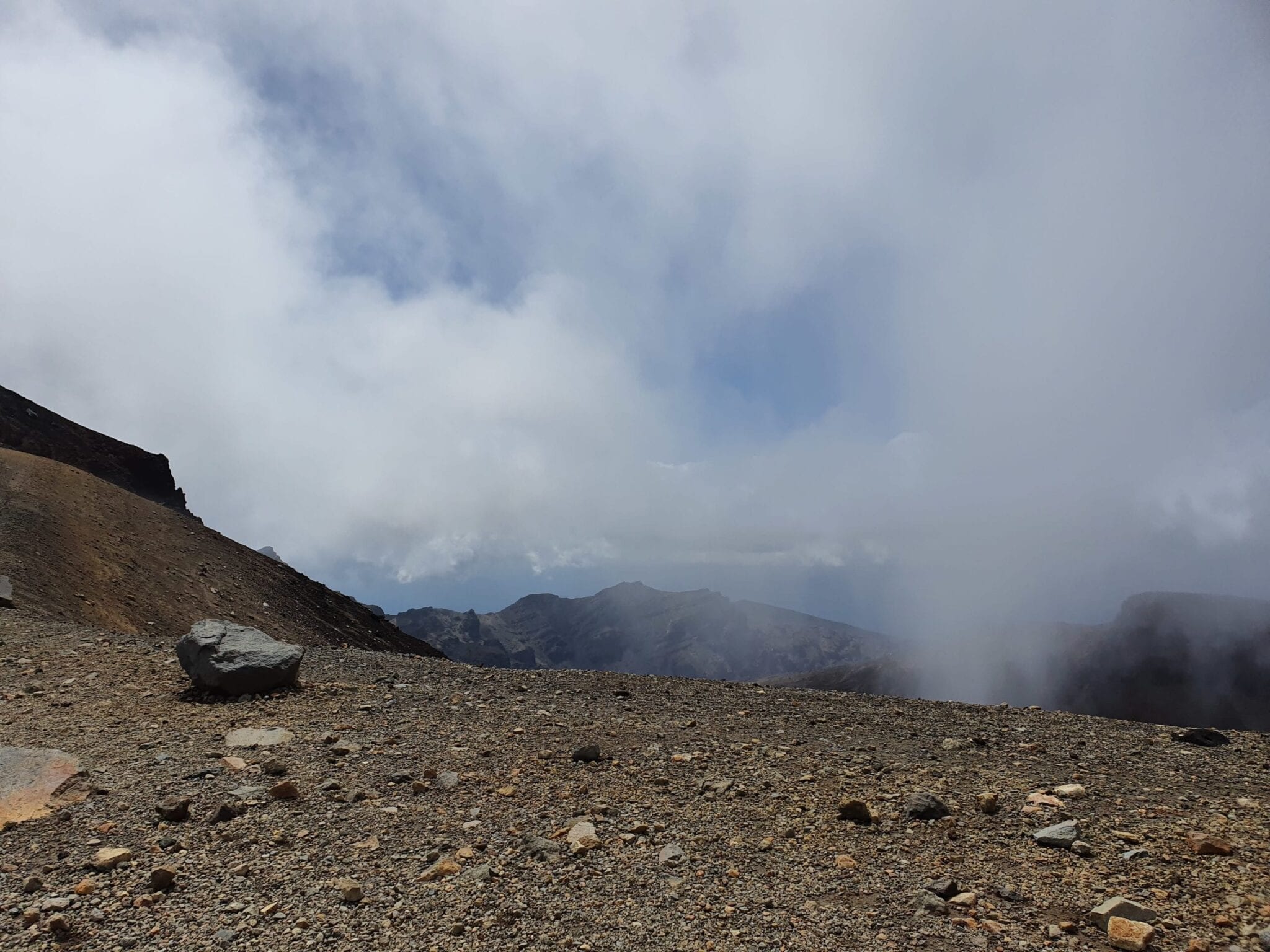 Tongariro Crossing low clouds