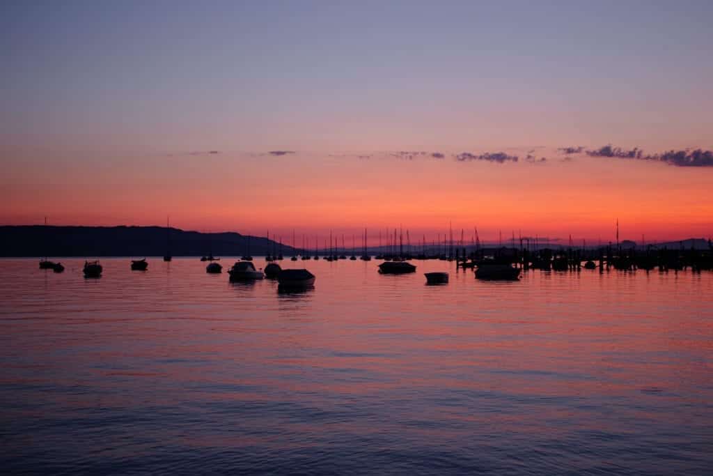 Sunset over Lake Constance in Allensbach, Germany