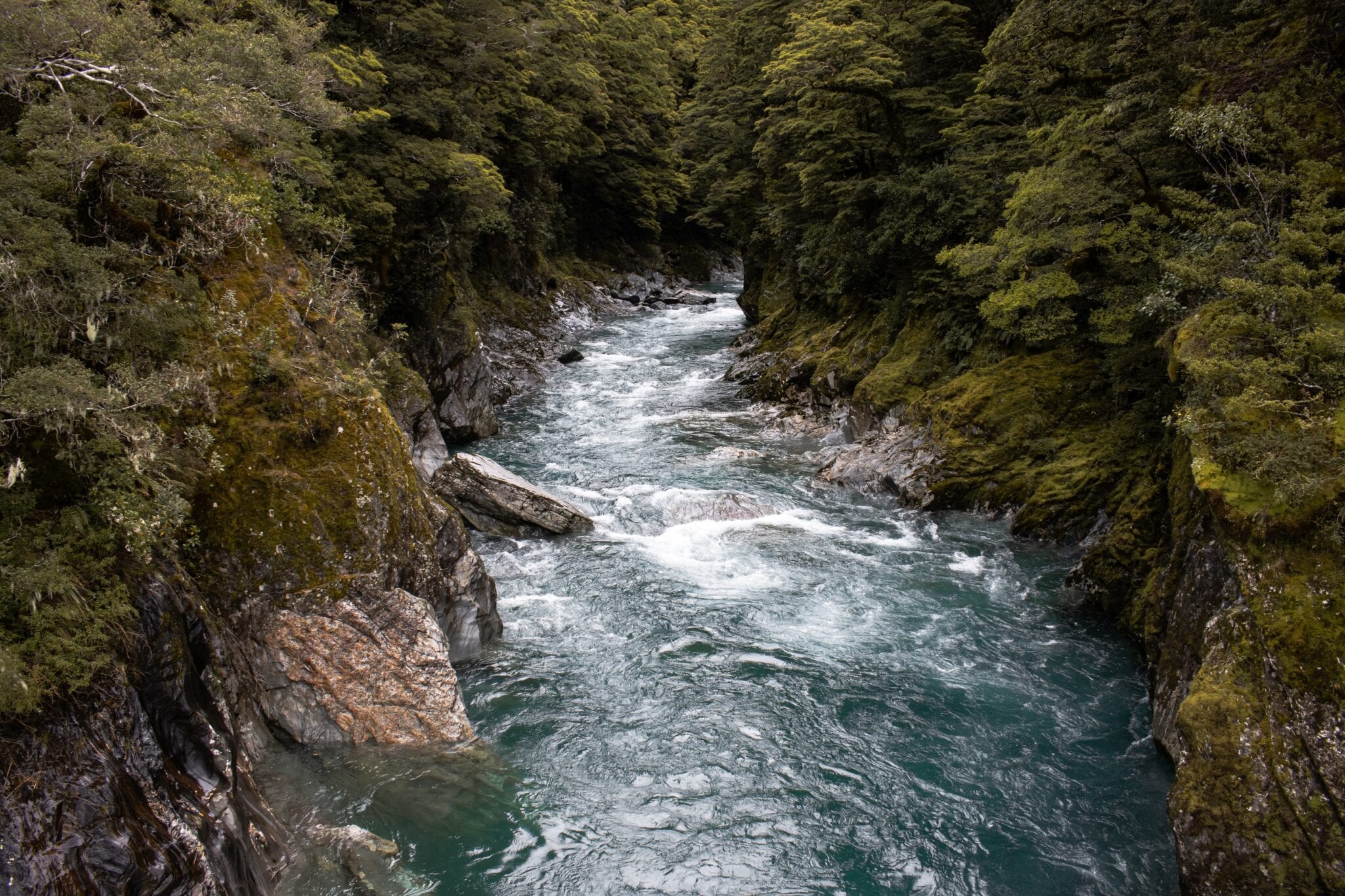 River flowing into Blue Pools, Wanaka