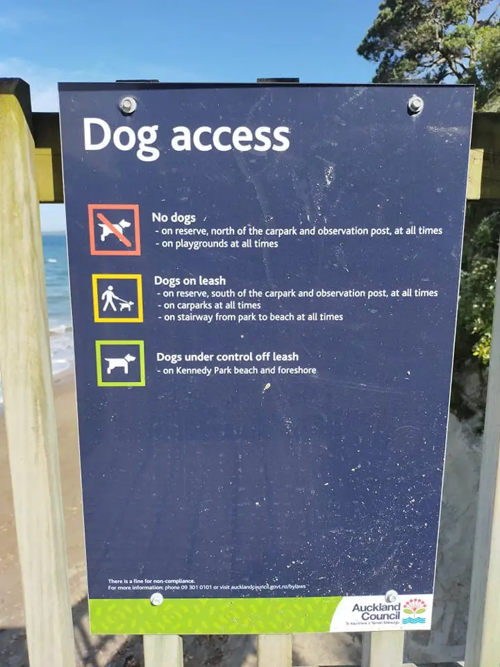 Kennedy Park Dog Beach, dog rules Castor Bay