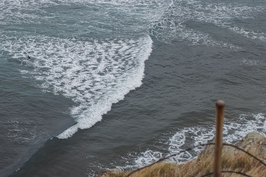 Looking down towards the surf at Piha Beach