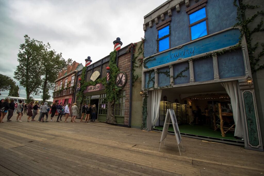 A photo of the village shops at Dreamville accommodation for Tomorrowland music festival