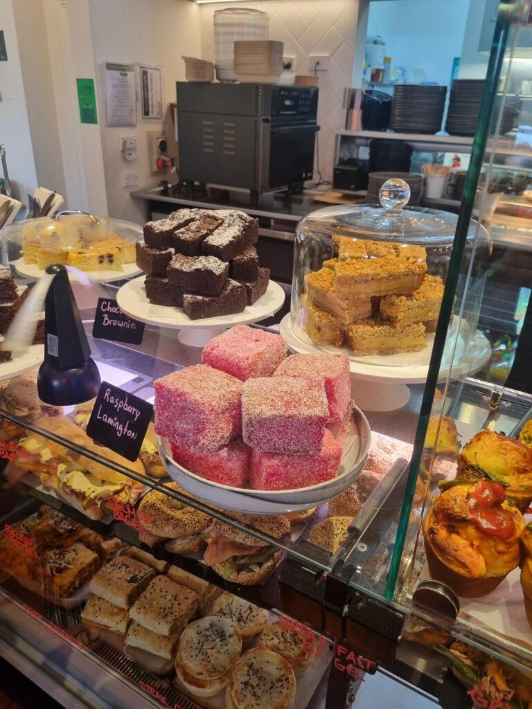 5 of The Best Gluten Free Cafes in Auckland This photo shows a range of sweet treats and food at one of the best cafes in Auckland, The Gaff.