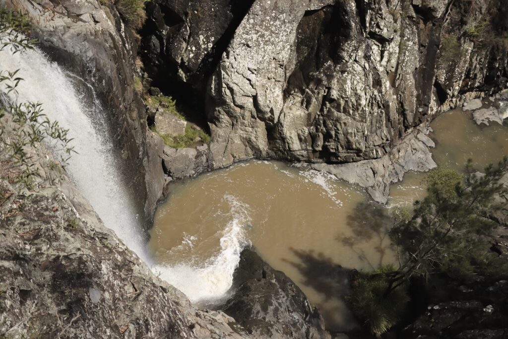 Tamborine Mountain day trip: A view from the top of Cedar Creek Waterfall in Tamborine Mountain near Brisbane.